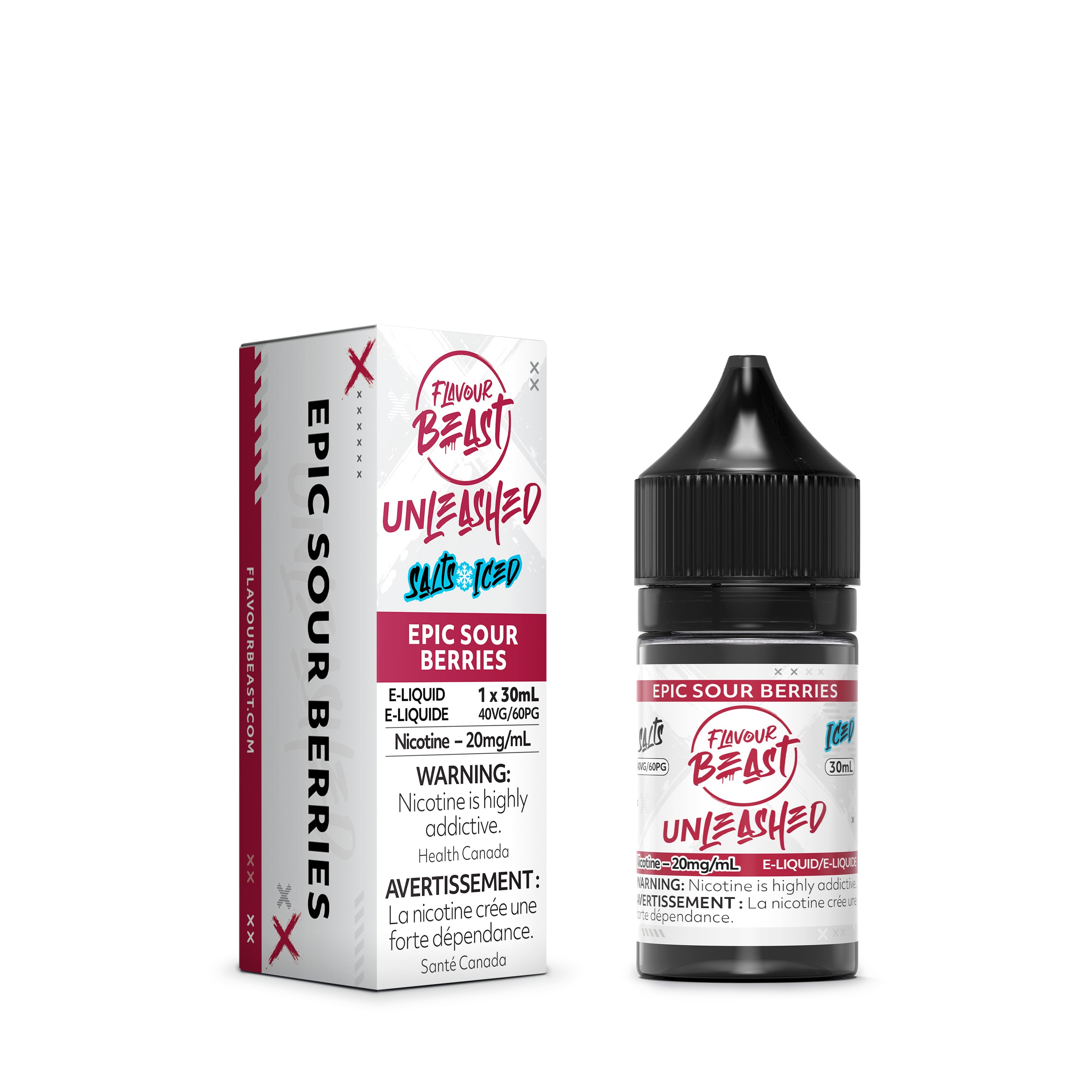 FLAVOUR BEAST E LIQUID UNLEASHED 30ML 20MG EPIC SOUR BERRIES