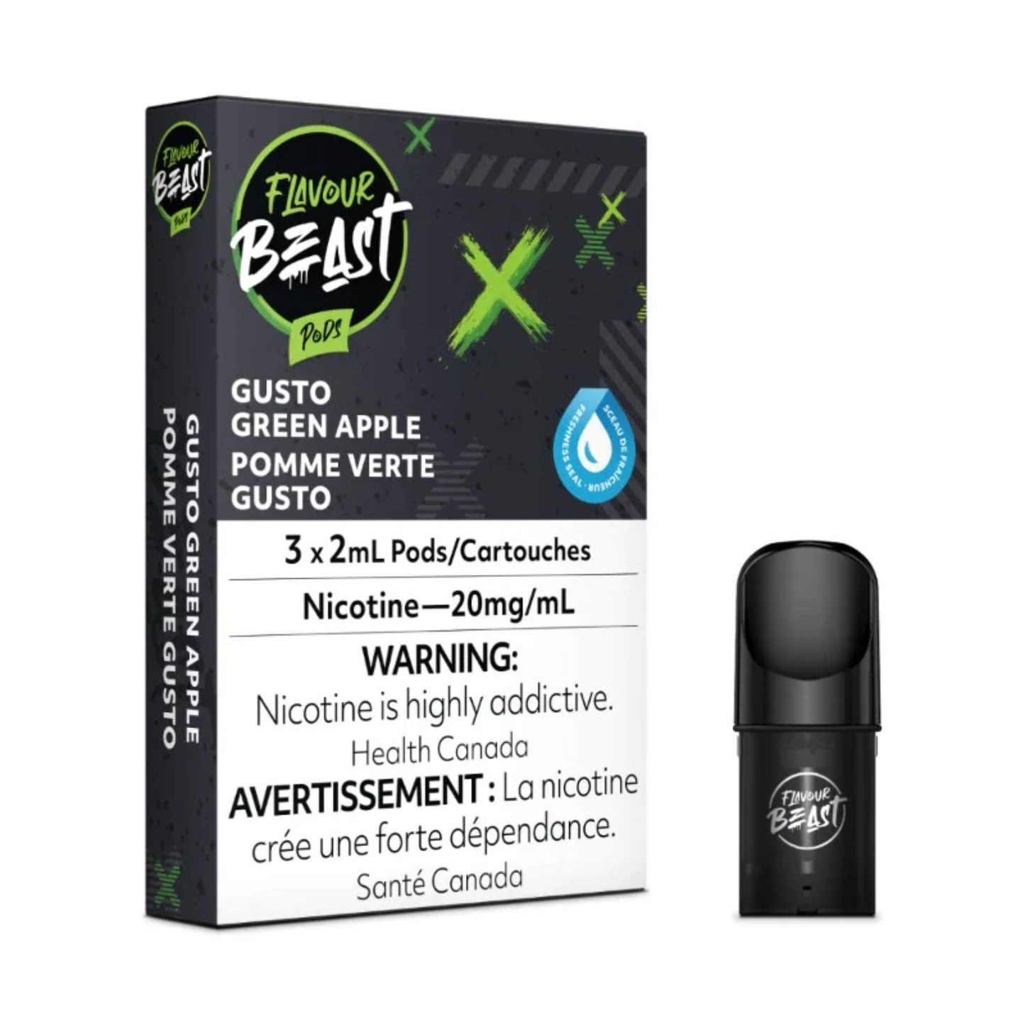 FLAVOUR BEAST GUSTO GREEN APPLE PODS