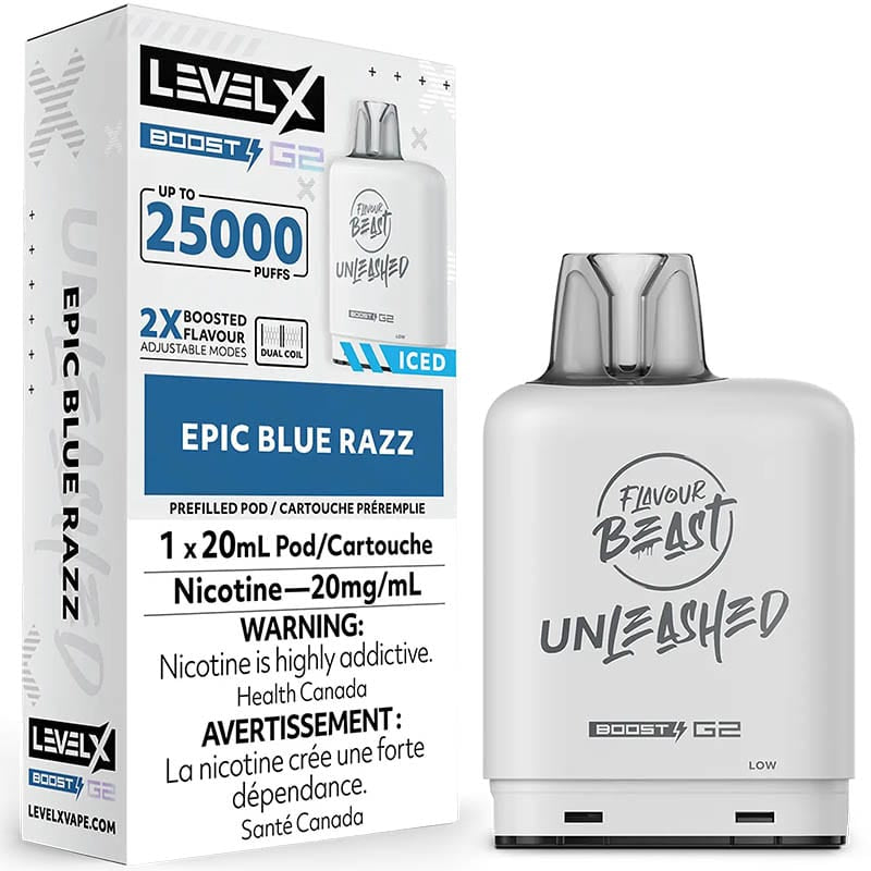 FLAVOUR BEAST LEVEL X UNLEASHED 25000 POD EPIC BLUE RAZZ