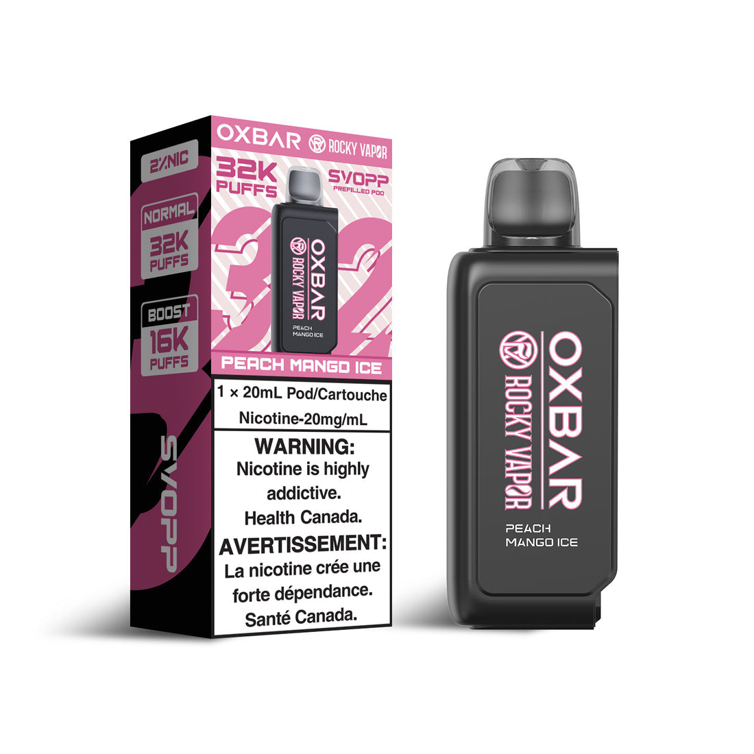 SVOPP ROCKY VAPOR OXBAR 32K PEACH MANGO ICE