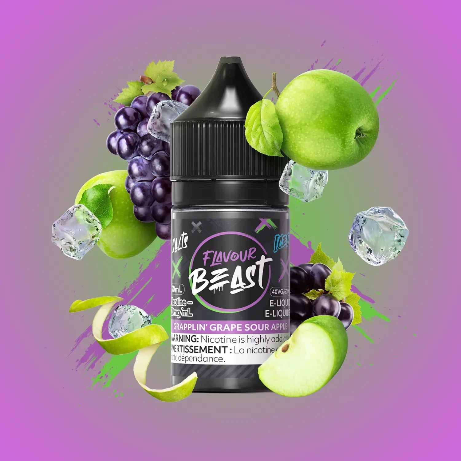 FLAVOUR BEAST E LIQUID 30ML 10MG GRAPPLIN’ GRAPE SOUR APPLE