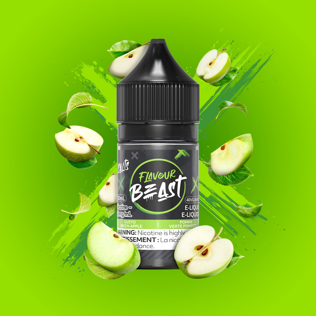 FLAVOUR BEAST E LIQUID 30ML 10MG GUSTO GREEN APPLE