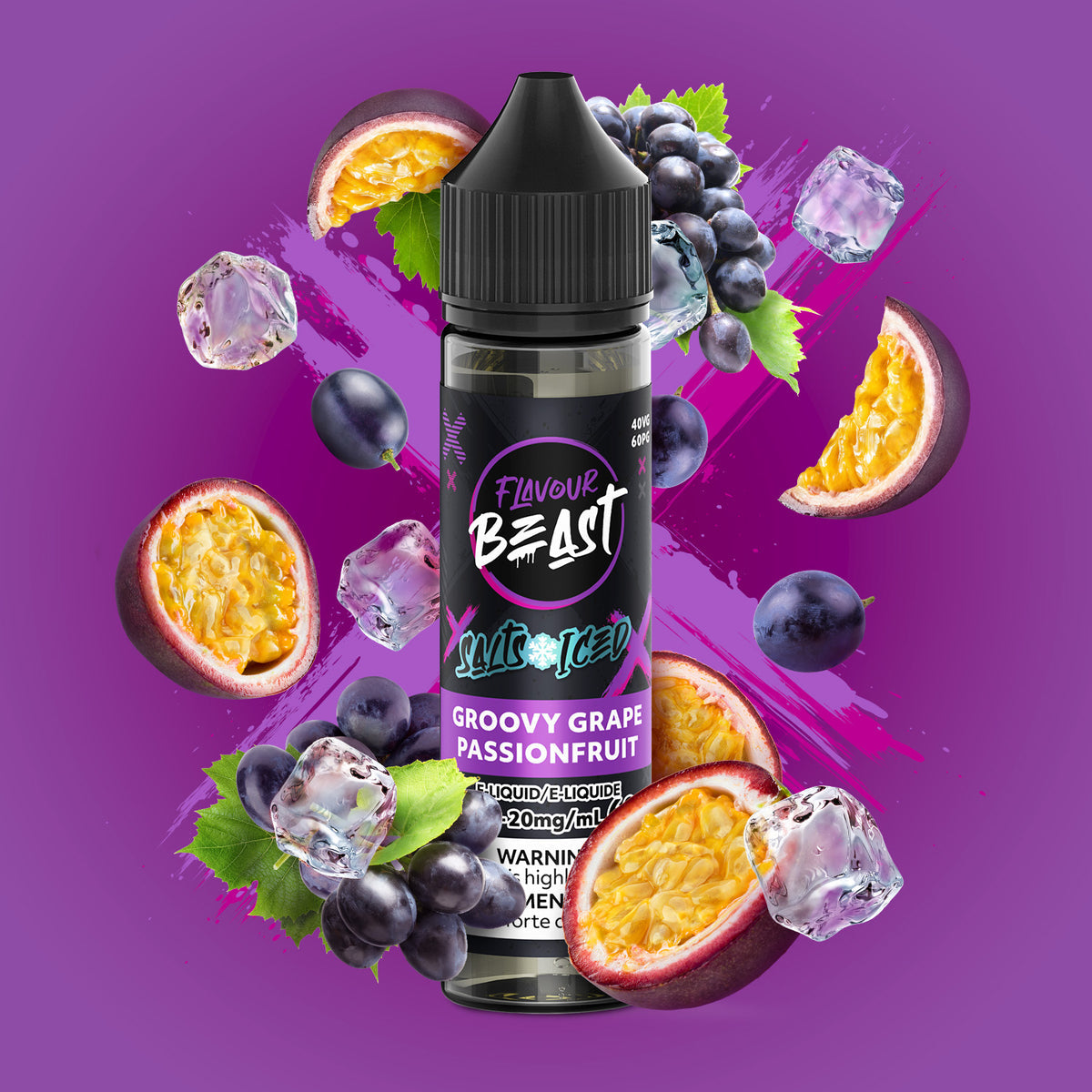 FLAVOUR BEAST E LIQUID GROOVY GRAPE PASSIONFRUIT 60ML 20MG