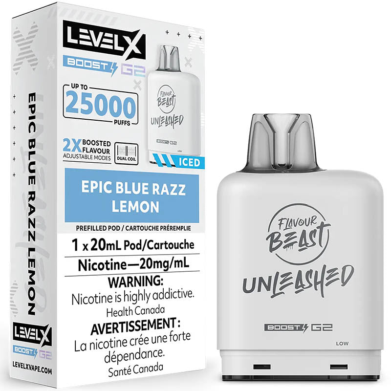 FLAVOUR BEAST LEVEL X UNLEASHED 25000 POD EPIC BLUE RAZZ LEMON