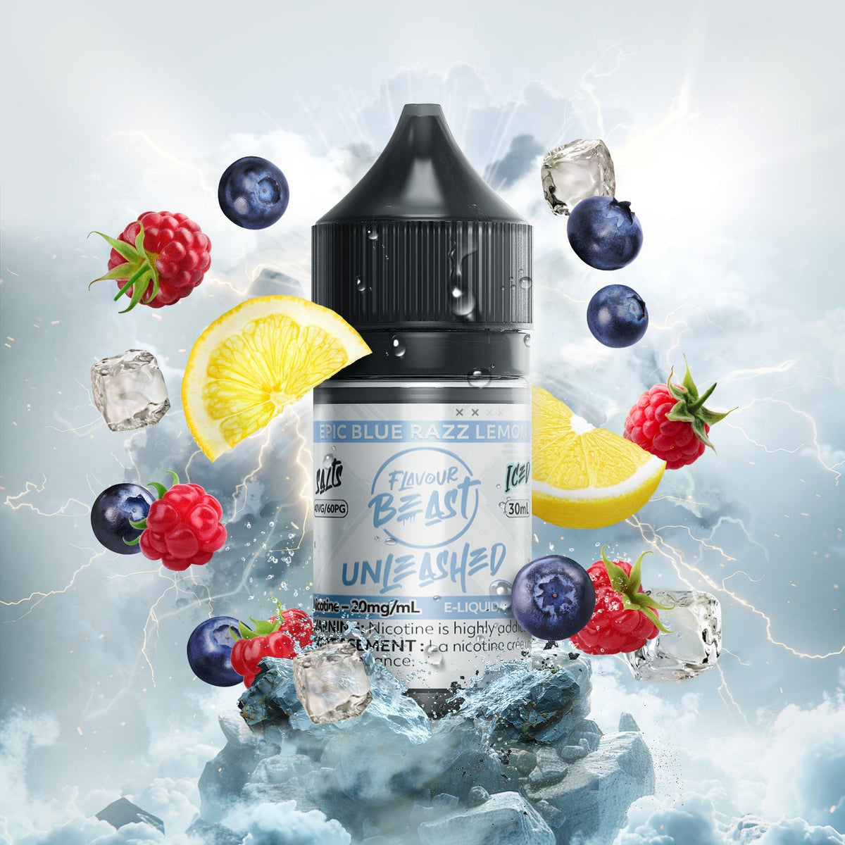 FLAVOUR BEAST UNLEASHED 30ML 20MG E-LIQUID EPIC BLUE RAZZ LEMON