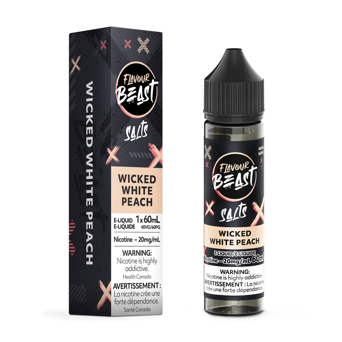 FLAVOUR BEAST E LIQUID WICKED WHITE PEACH 60ML 20MG