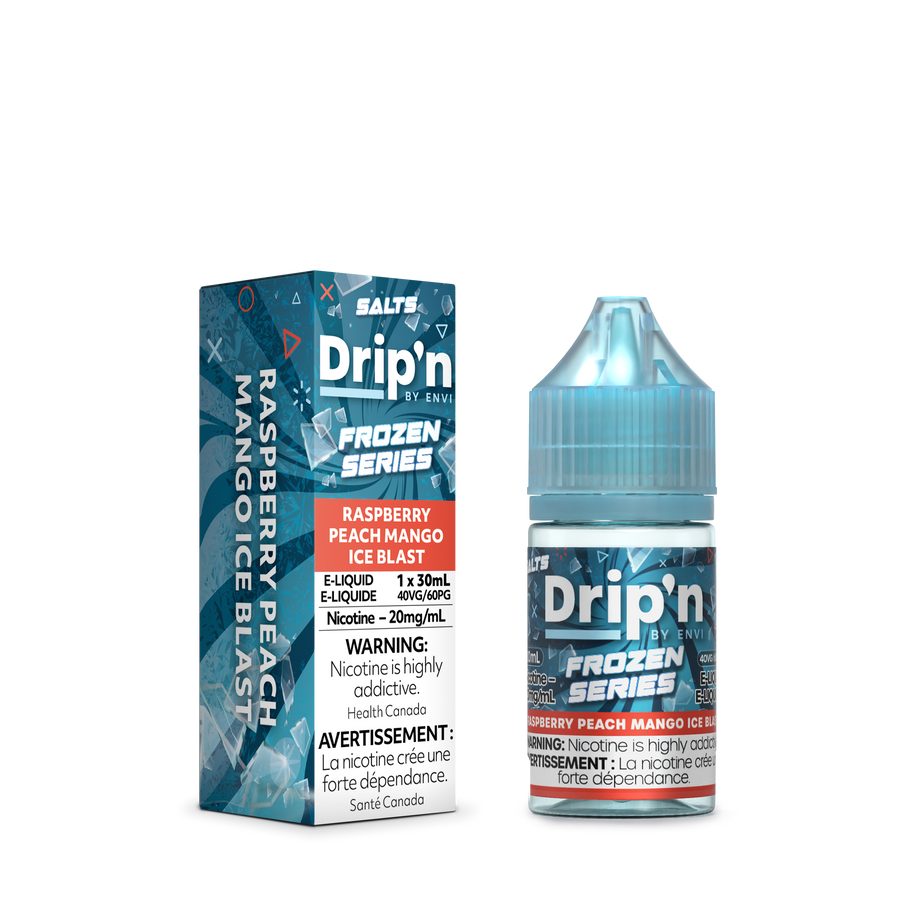 DRIP’N BY ENVI FROZEN E-LIQUID 30ML 20MG RASPBERRY PEACH MANGO ICE BLAST