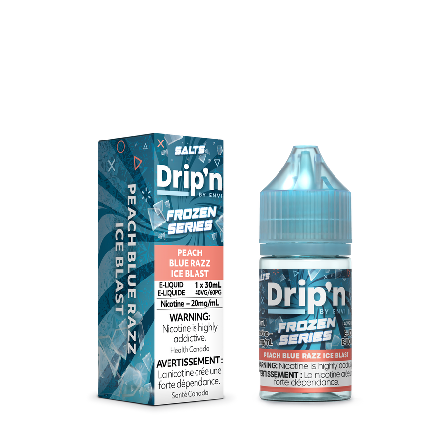 DRIP’N BY ENVI FROZEN E-LIQUID 30ML 20MG PEACH BLUE RAZZ ICE BLAST