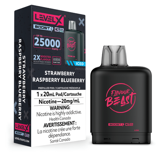 FLAVOUR BEAST LEVEL X BOOST 25K STRAWBERRY RASPBERRY BLUEBERRY ICE