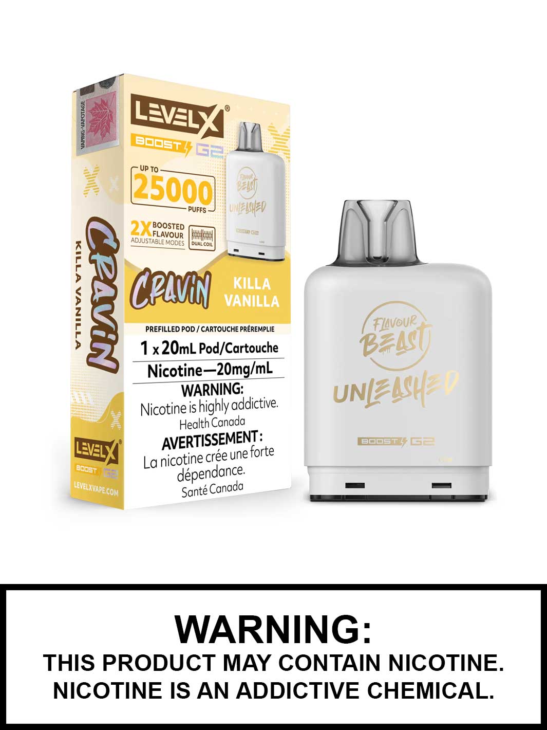 FLAVOUR BEAST LEVEL X UNLEASHED 25000 POD KILLA VANILLA