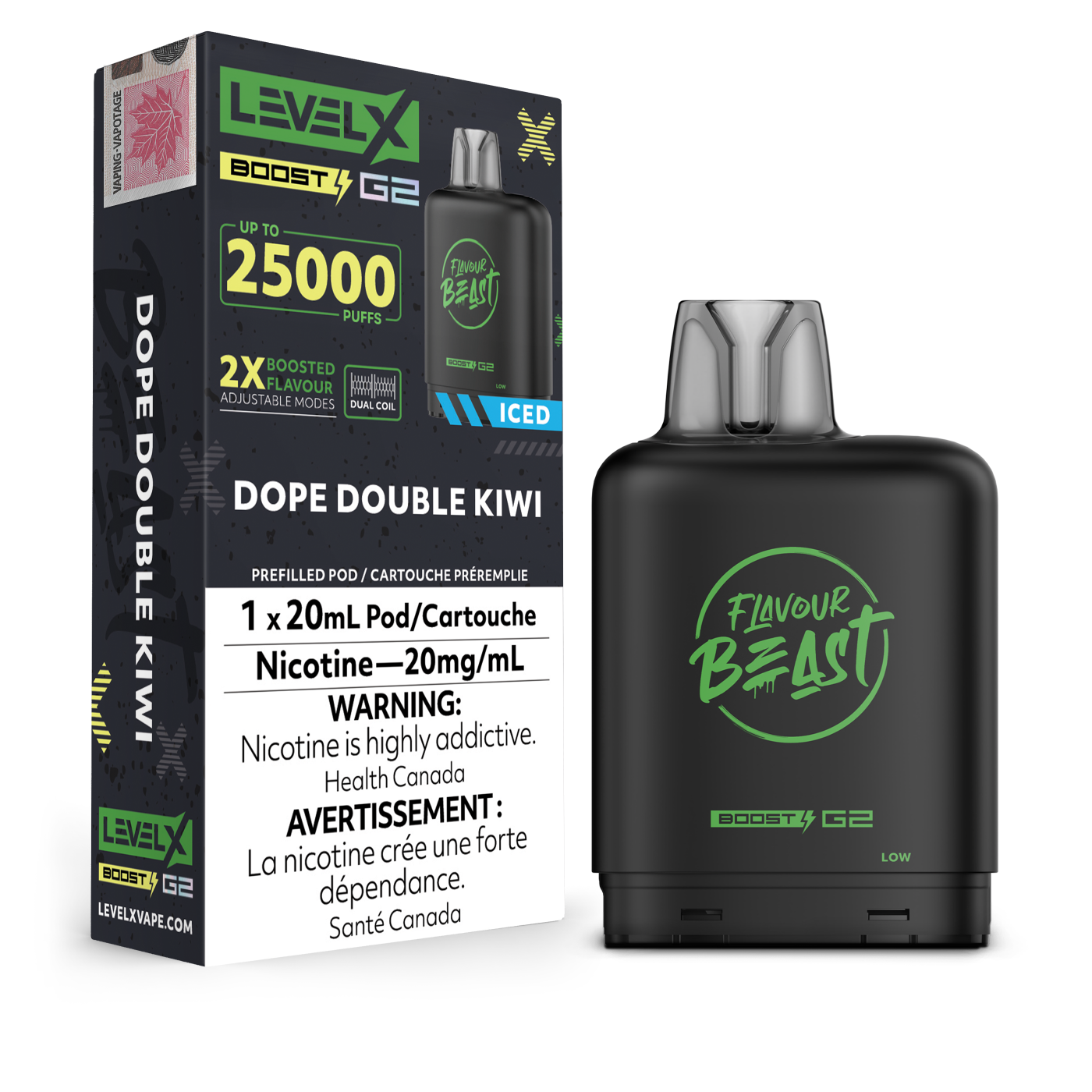 LEVEL X BOOST POD 25000 DOPE DOUBLE KIWI/ON