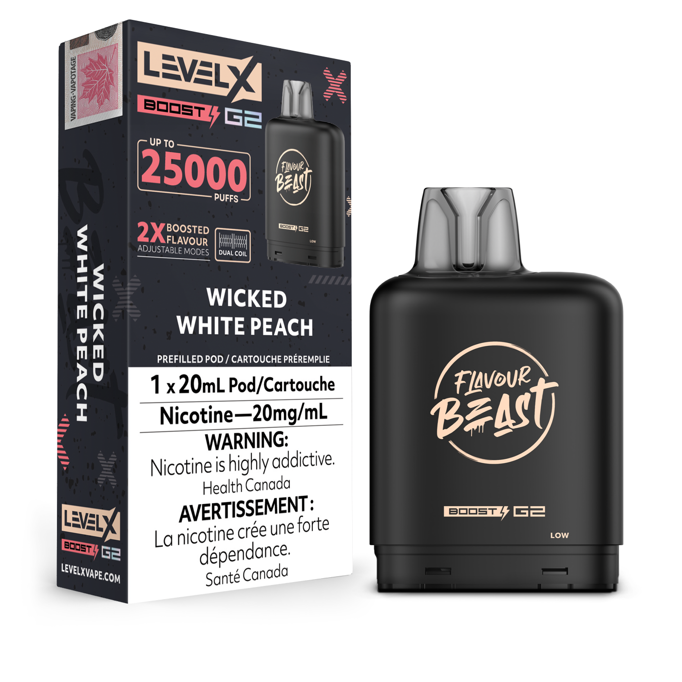 LEVEL X BOOST POD 25000 WICKED WHITE PEACH