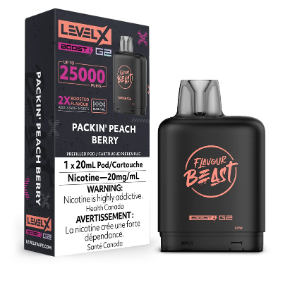 FLAVOUR BEAST LEVEL X BOOST G2 25000 PACKIN’ PEACH BERRY