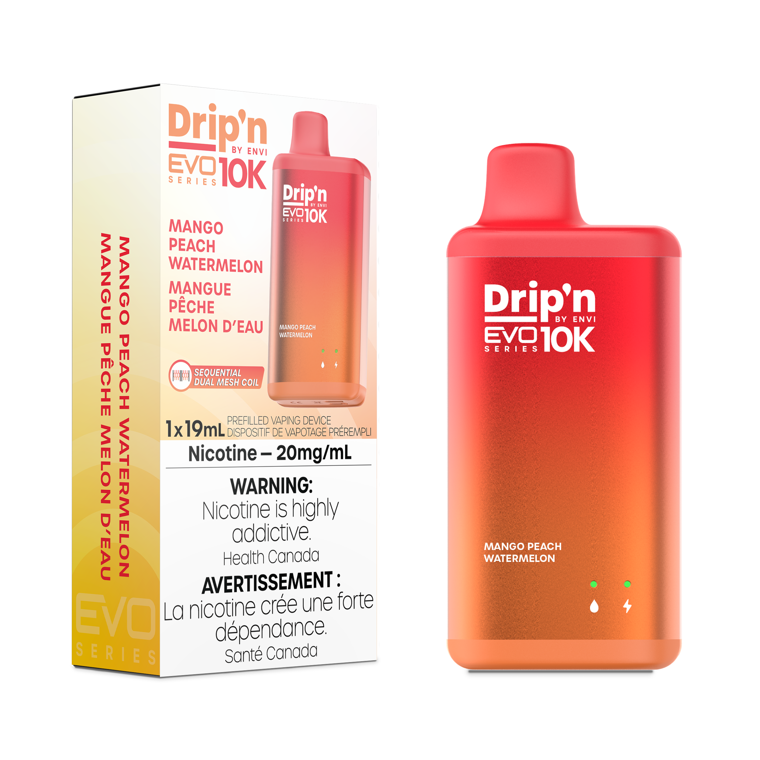 ENVI DRIP’N EVO 10K MANGO PEACH WATERMELON DISPOSABLE/ON