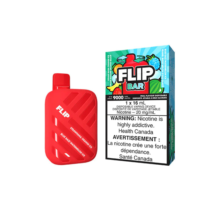 FLIPBAR 9000 STRAW NANA ORANGE ICE / BLUE RAZZ WATERMELON ICE DISPOSABLE